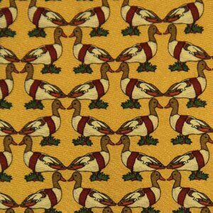 Brooks Brothers Silk Tie Golden Yellow Ducks Pattern Men's